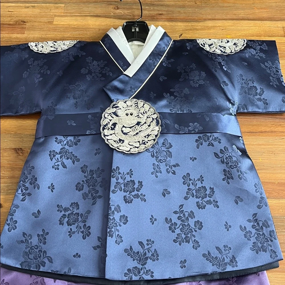 Boys Korean Hanbok Size 5 Blue Purple Like New